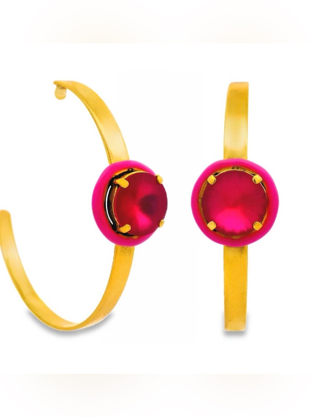 TOVA Sophy Pink Gold Hoop Earrings